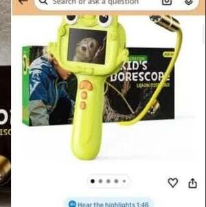 Kids Borescope Snake Camera with 2.4-inch Screen and LED Light.